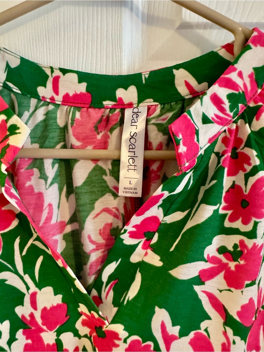 Dear Scarlett Green Floral Top with Pink & White Blossoms - Picture 2 of 5